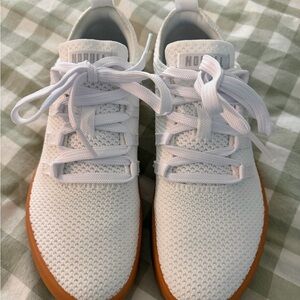 NOBULL White Knit Sneakers with Tan Accents